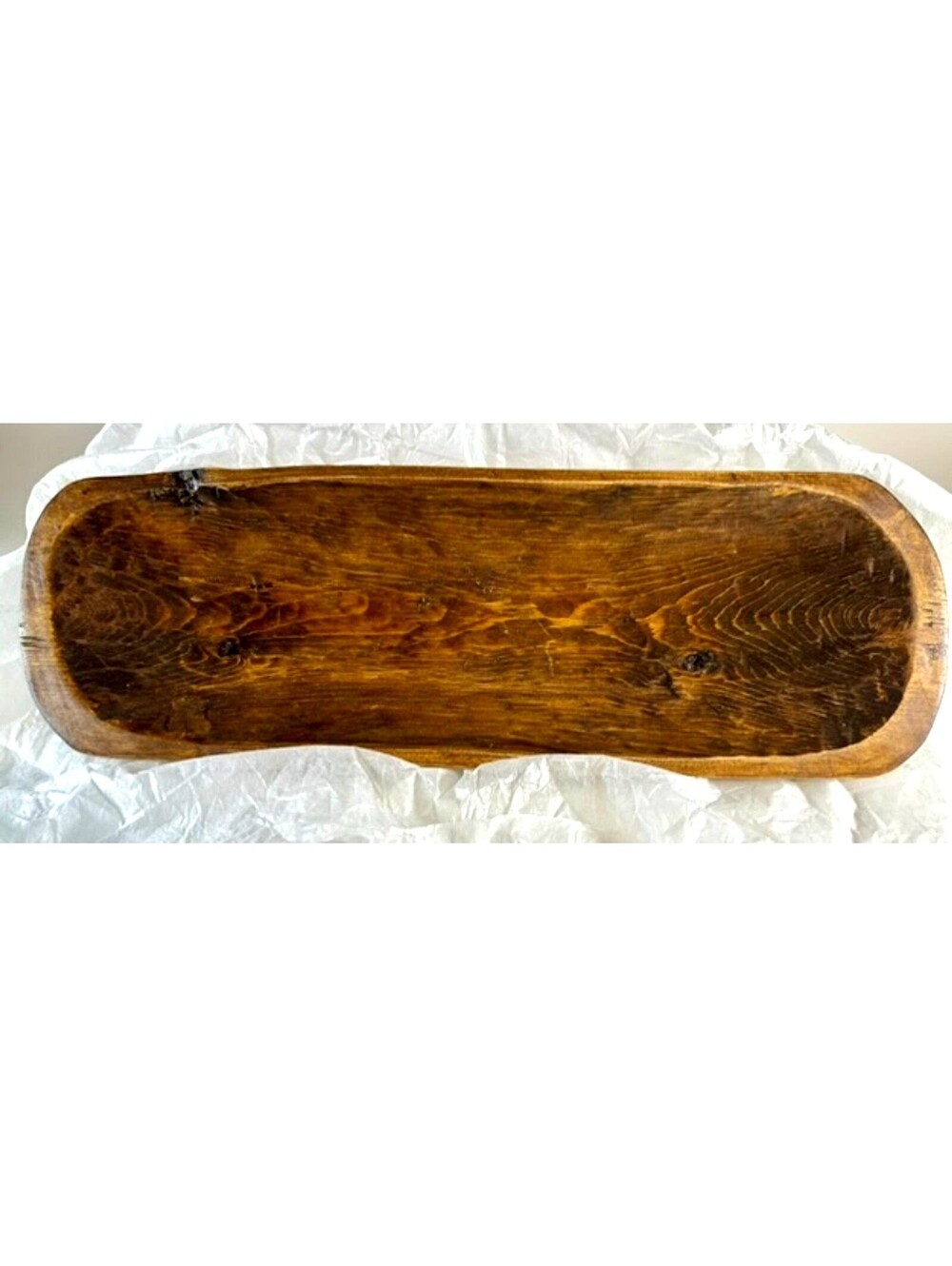 Large 19” Carved Wooden Bowl Vintage Rustic Farmhouse Dough Centerpiece Decor